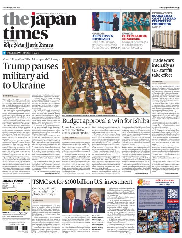 Prima-pagina-The-Japan-Times-oggi-edizione-di-oggi-20250305